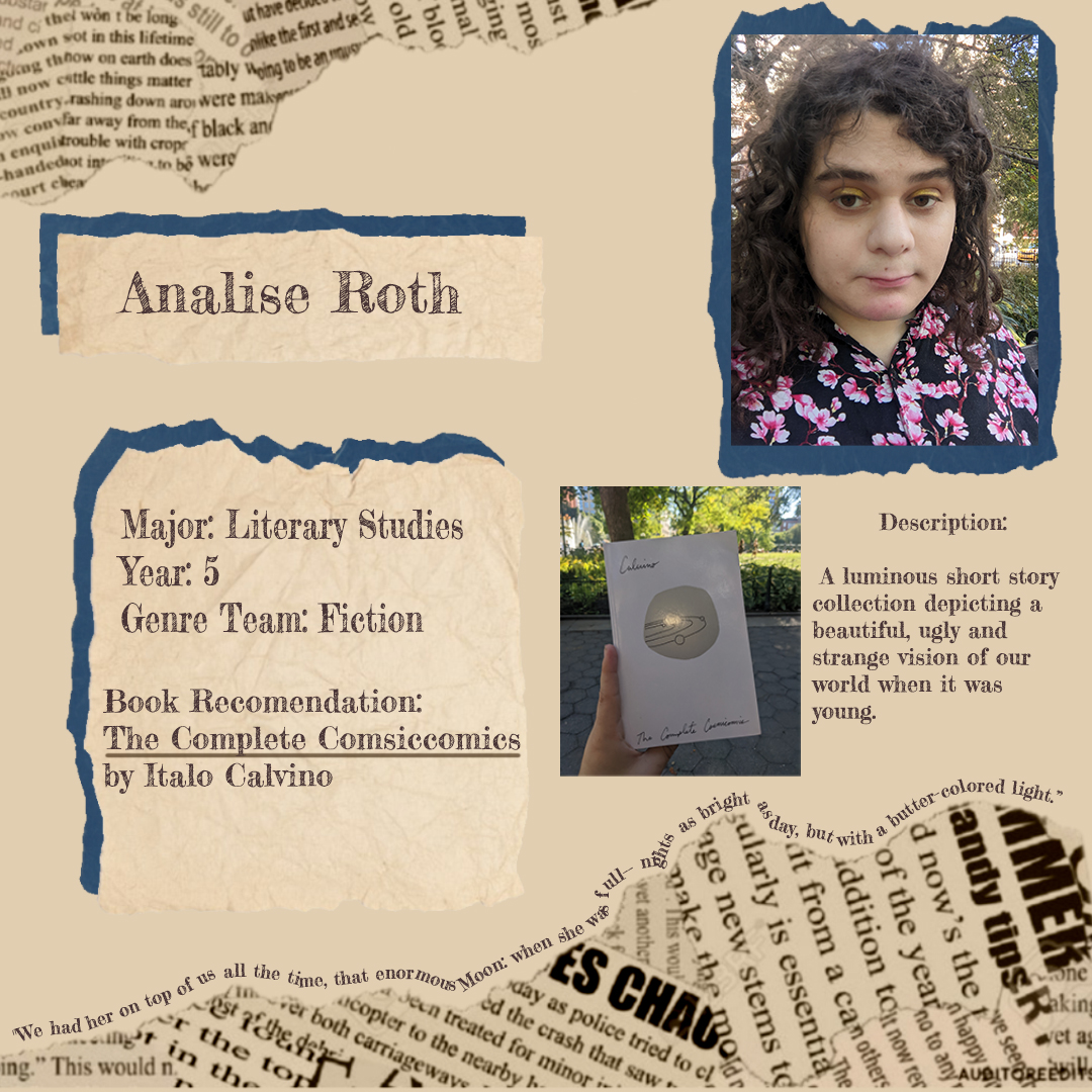 Today's featured 11 1/2 staff member is me! Analise Roth and my recomendation for the reading list Italo Calvino's seminal short story collection Cosmicomics
