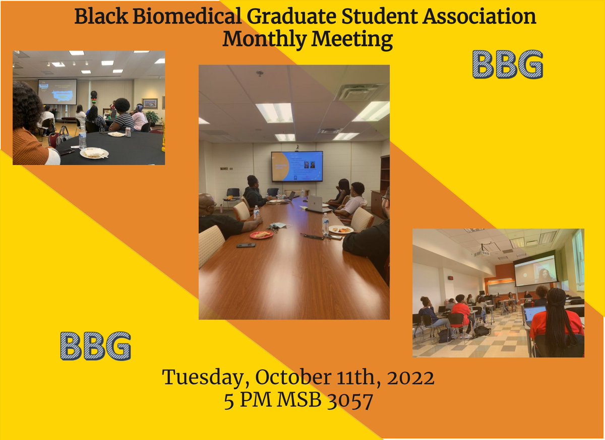 UCBBG's tweet photo. Don't forget- Black Biomedical Graduate Students' Monthly meeting is next Tuesday at 5 in MSB 3057. @UCincyMedicine @ucincipress https://t.co/OmvKfk67PA