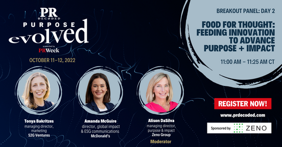 PRWeekUS's tweet photo. Get inspired by how F&B companies are embracing innovation and the challenges and opportunities to engage consumers on complex topics. #Sponsored by @zenogroup
Register now! https://t.co/GM6wUBdRwh #PRDecoded #pr #prconference #chicago #foodandbeverages https://t.co/uPHZu4WC1d