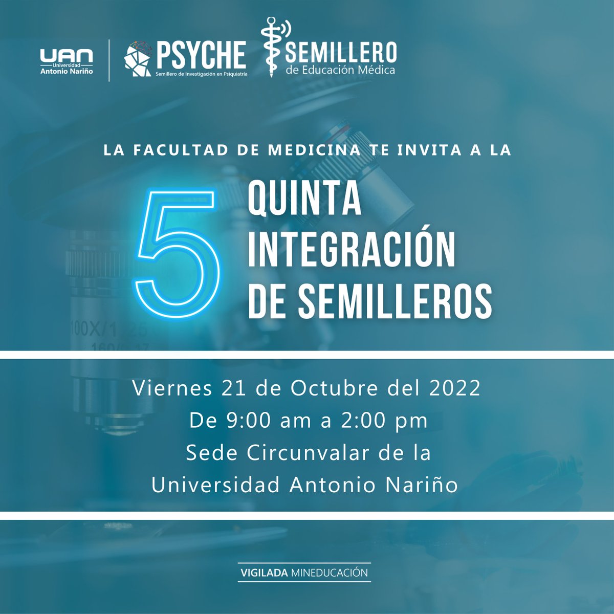 PsycheUAN's tweet photo. PSYCHE UAN te invita a participar en la V Integración de Semilleros de Investigación. 
No olvides visitar nuestros stands, participar en nuestras actividades y asistir a nuestra charla "Una pincelada a la mente de Van Gogh". 
¡Te esperamos!
 Somos #NumberUAN  #MedicinaUAN https://t.co/OMtNK9XCdr