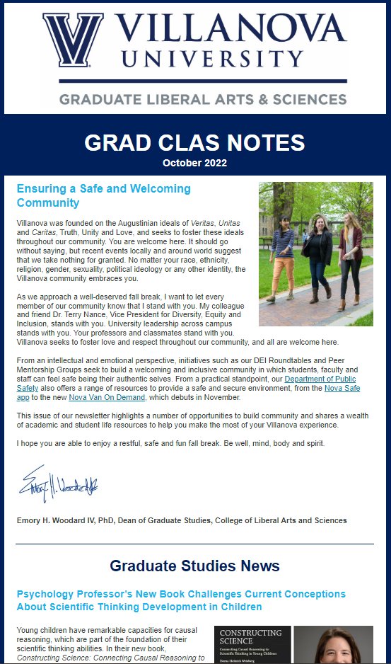 VUGradStudies's tweet photo. Graduate studies news, information, resources and events in our October newsletter as we head into a well-deserved fall break. Be well, mind, body and spirit. #GradCLAS https://t.co/gQrNONLYkd https://t.co/nBeFU2YH8y