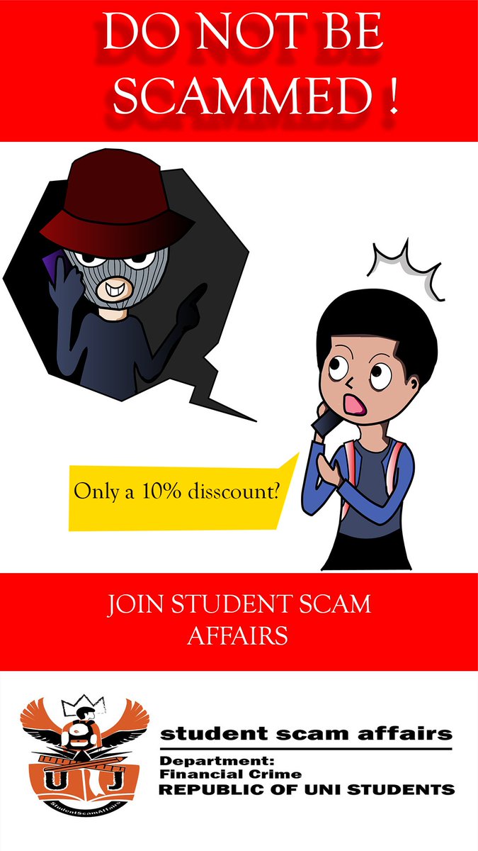 StudScamAffairs's tweet photo. - Been scammed?
- Funds disappeared?
- Suspicious school funding calls?
Join Student Scam Affairs, SSA, campaign against student fund scams.
#SSA
#No to student scams. https://t.co/I5T4yTIDTx