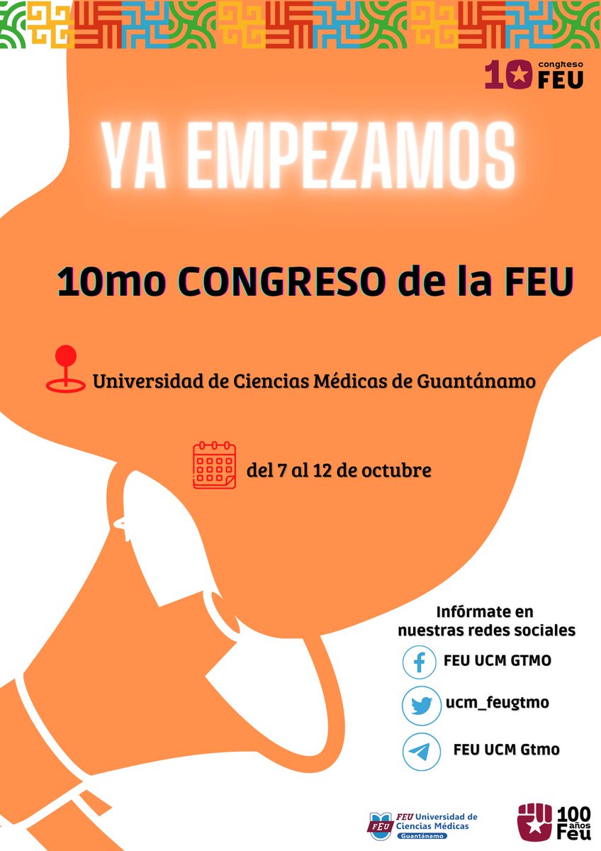 ucm_feugtmo's tweet photo. Llegó el día 🥳🥳

Nos reunimos nuevamente para #Revolucionar nuestra FEU, para construir y perfeccionar nuestra organización‼️🙌🏻

Ya inicia nuestro #10CongresoFEU✊🇨🇺
@FeuCuba @FEUCMPinar @Buhito_98 @armandoacruz @FEUdelaULT  @Feucm_holguin @CienfuegosFeu @CobasSolis https://t.co/aM1YeURKVH