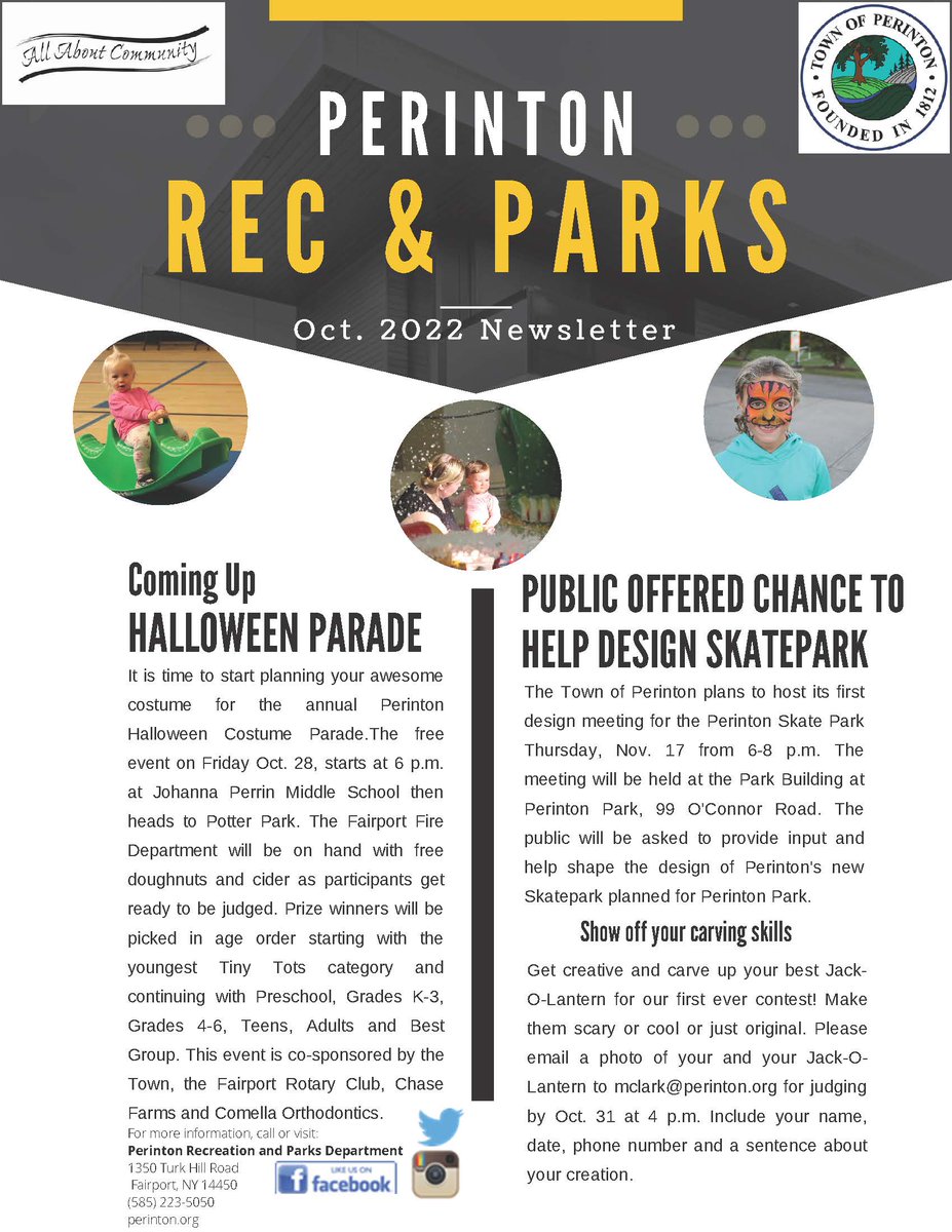 PerintonRec's tweet image. The October Rec &amp;amp; Parks E-newsletter is available at perinton.org.