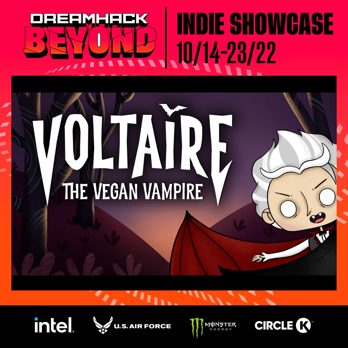DigitalityGames's tweet photo. Nooo way! 🥹

We just got word that our floaty vampire will be a part of @DreamHack Beyond Indie Showcase next week!

We're super stoked for the opportunity to be among such an awesome collection of #indiegames ♥️🥳

#DHBIndies #IndieDev #VoltaireVeganVampire https://t.co/oQMeO8bJI7