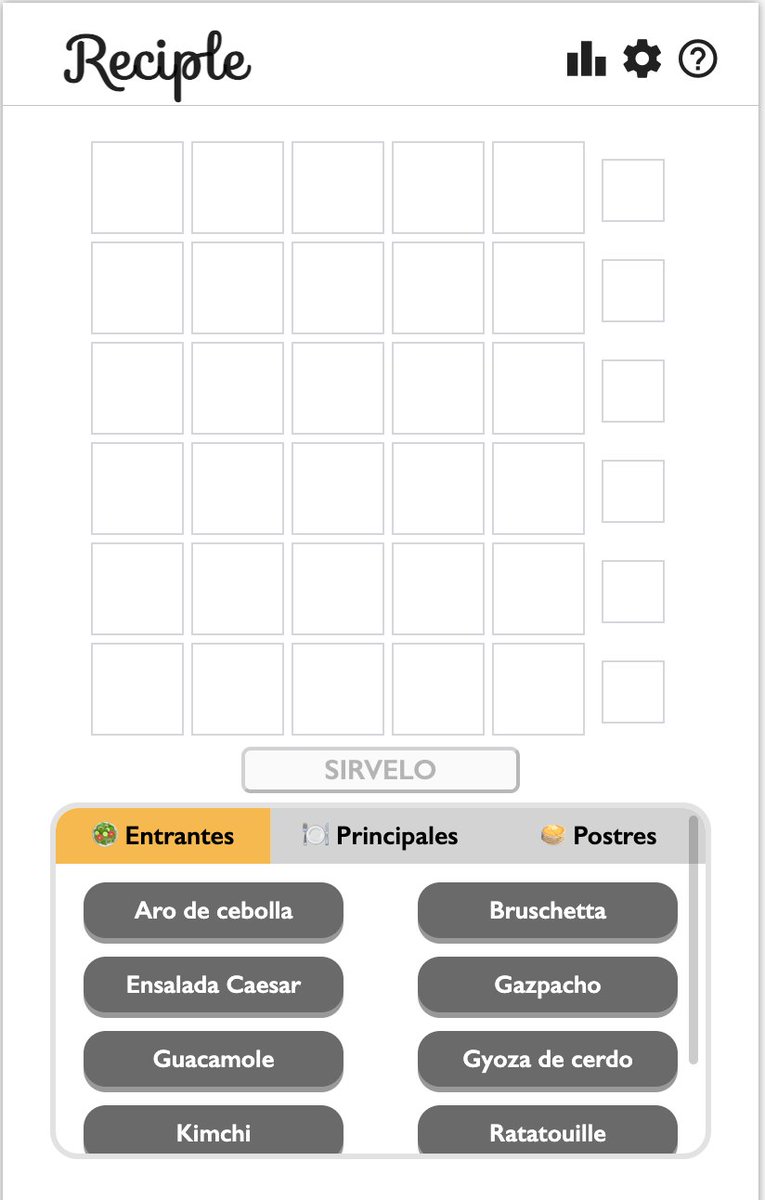 Tenim nou joc al #playrdle! el <a href="/reciplewordle/">Reciple</a> 
Un joc on descobrir un plat segons les pistes sobre els ingredients. Molt divertit! 
Aquí el nostre primer resultat ->
 2 4/6

🍎🍎🍎🍎🍎🍎
🍎🍎🍎🍎🍎🍎
🍎🍎🍎🍏🍏🍏
🍏🍏🍏🍏🍏🍏

reciple-wordle.com