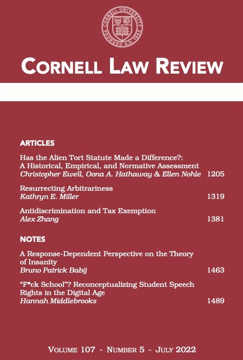 Cornell_L_Rev's tweet image. Volume 107, Issue 5 of Cornell Law Review - Print is up now. Read the new pieces here: lnkd.in/d3Q3dNQ
