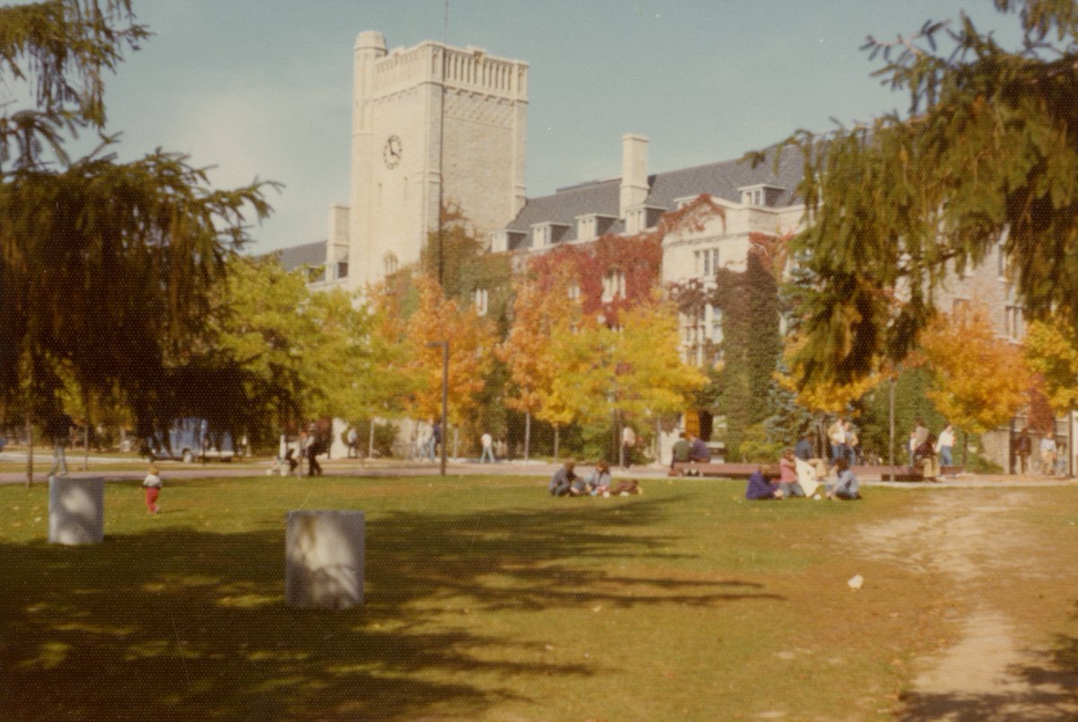 Wishing everyone a happy and healthy #ThanksgivingWeekend! To celebrate the season, here's a photograph from our Campus Collection highlighting the changing of the leaves in front of Johnston Hall.
