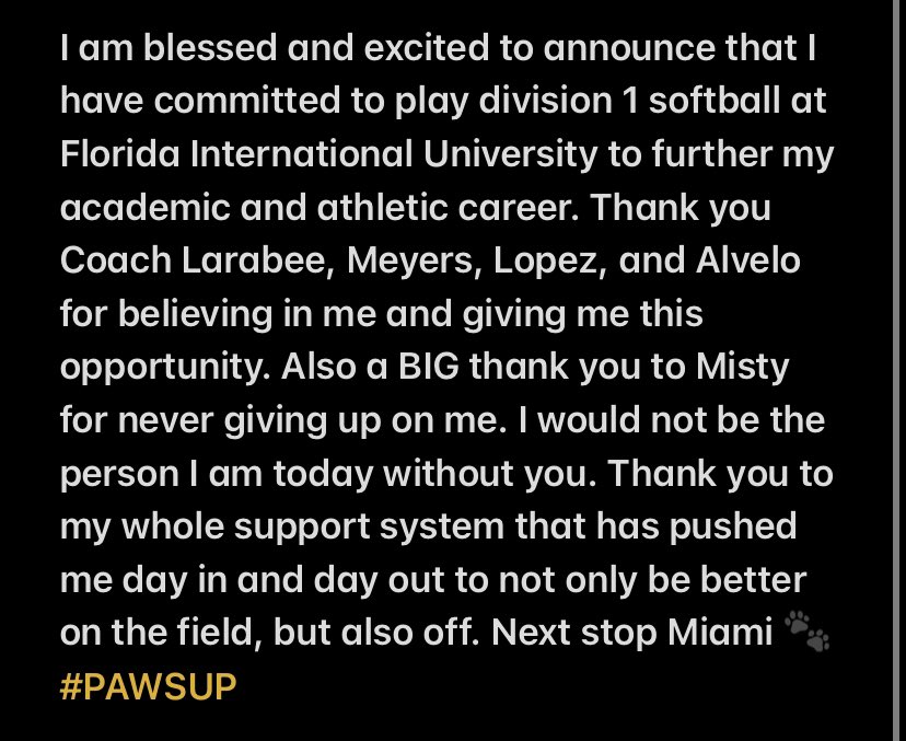 100% COMMITTED!! <a href="/FIUSoftball/">FIU Softball</a> <a href="/IMG04Boteler/">Indiana Magic Gold 04-Boteler</a> #PAWSUP  🐾