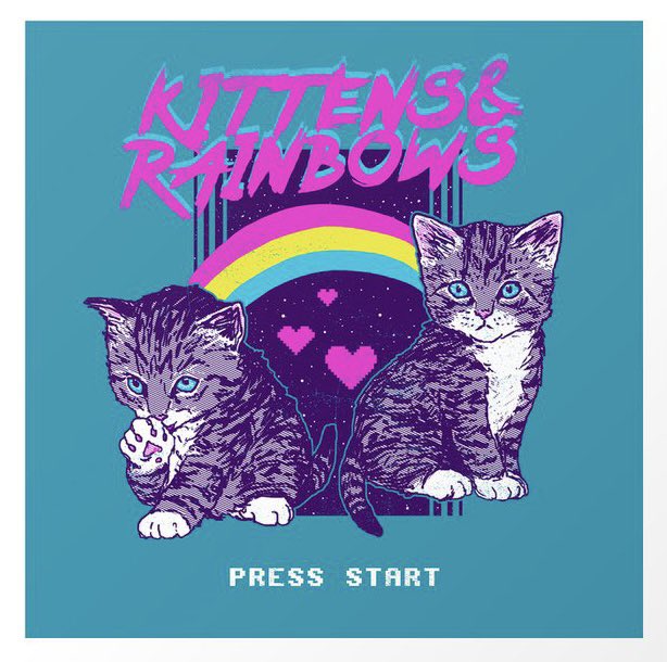 EvilTalkingHam's tweet photo. I so badly want to play this game! #Kittens & #rainbows #illustration by #hillarywhite. Seen here https://t.co/OOChUnFd5T #society6 https://t.co/FrBW5DKa6s