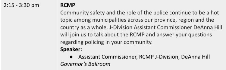 Ward3Riverview's tweet photo. @MunicipalNB conference: “We just don’t have enough members. I have exhausted people, stressed out people, I just don’t have enough people; we’re having conversations about getting to a better place.” -Assistant Commissioner, RCMP J-Division, DeAnna Hill #umnb2022 #RCMP #nbpoli https://t.co/U2usquLz05