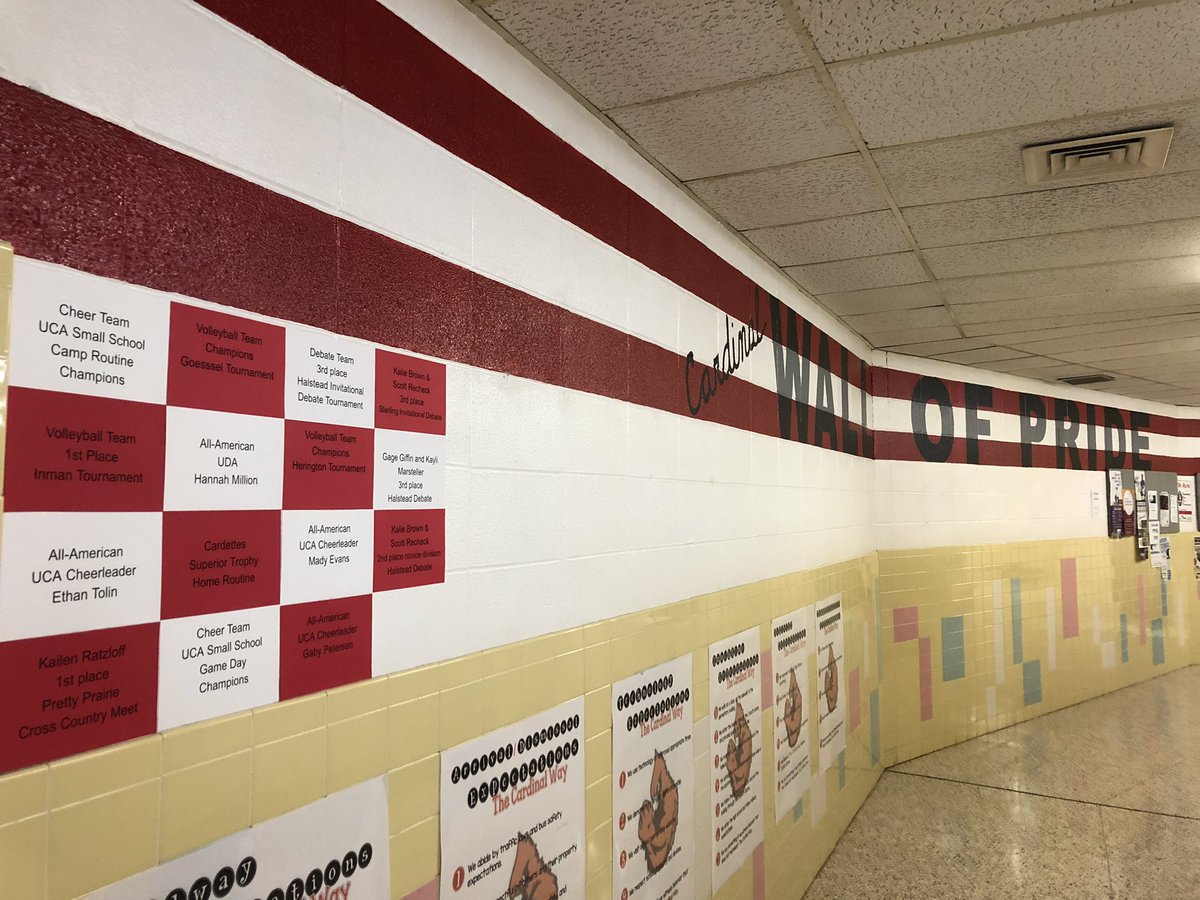 SHSCardsSTUCO's tweet photo. Cardinal wall of pride is starting to fill up #WeAreSedgwick https://t.co/tZh3nPQlLH