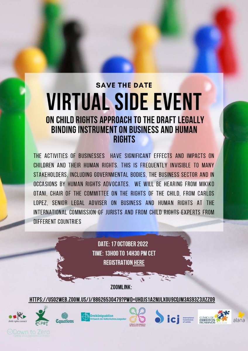 dh_pucpr's tweet photo. On the 17th there'll be an event regarding childrens' rights within the framework of the business and human rights draft. All are welcome!
https://t.co/HuxS5fiaex https://t.co/jTjzM4aYNJ