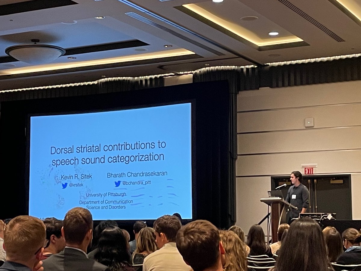 SoundBrain Lab (@soundbrainlab) on Twitter photo Our very own Research Scientist <a href="/krsitek/">Kevin Sitek</a> just presented his latest work on the role of dorsal striatum in speech sound categorization at #SNL2022 Our very own Research Scientist <a href="/krsitek/">Kevin Sitek</a> just presented his latest work on the role of dorsal striatum in speech sound categorization at #SNL2022