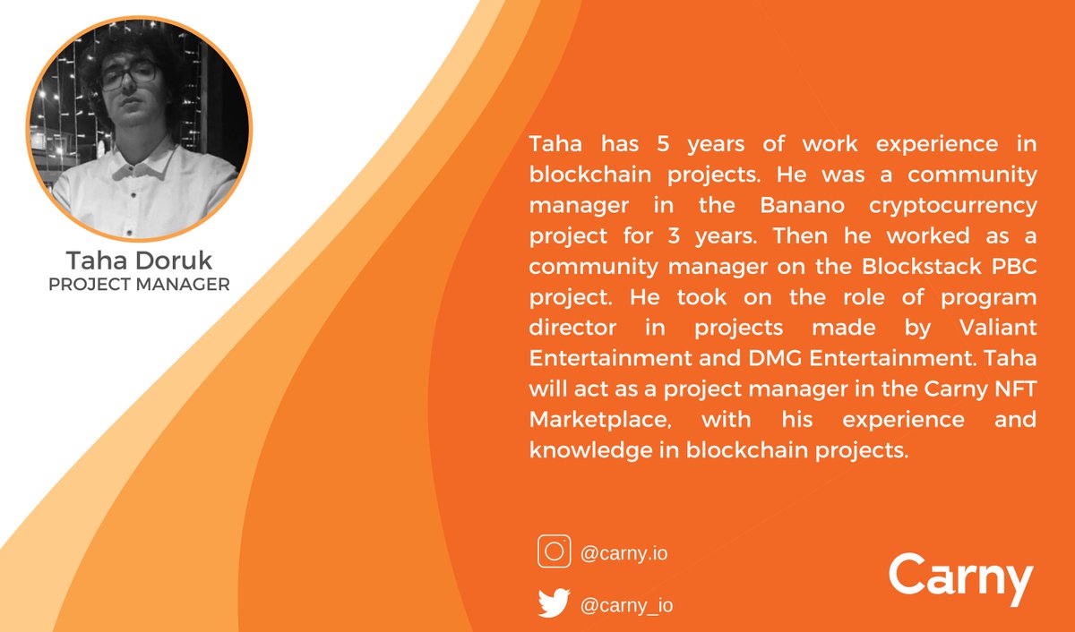 Meet Carny Team! (6/6)

Taha Doruk - Project Manager