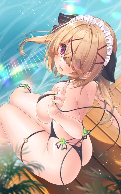 メイドちゃん⑧水着の紐が取れちゃったメイドちゃん「わ!ご主人様!!ご、ご一緒に泳ぎませんか……って、紐が!!???///」 