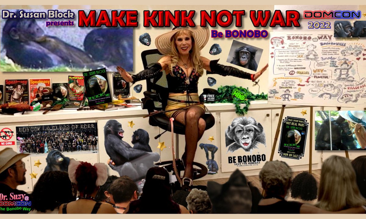 AVNMediaNetwork's tweet photo. Dr. Susan Block’s 'Make Kink, Not War: Be Bonobo' Now Available https://t.co/HxnoMCqtz3 @drsuzy @Bonoboville https://t.co/Hayswz0hN7