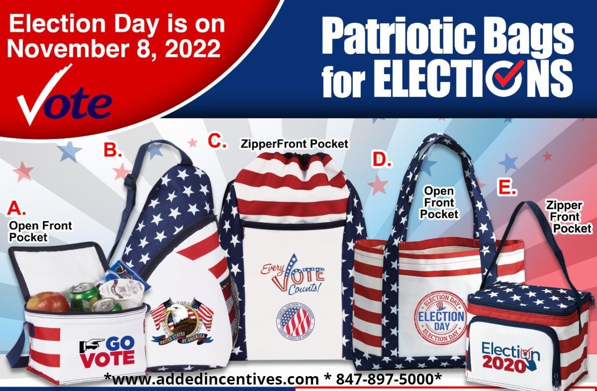 AddedIncentives's tweet photo. Patriotic Bags for Elections!  Choose from several different options.  November 8th is Election Day! Order your bags today! #bags #electionday # patriotic #addedincentives https://t.co/uOI7Bbbawh