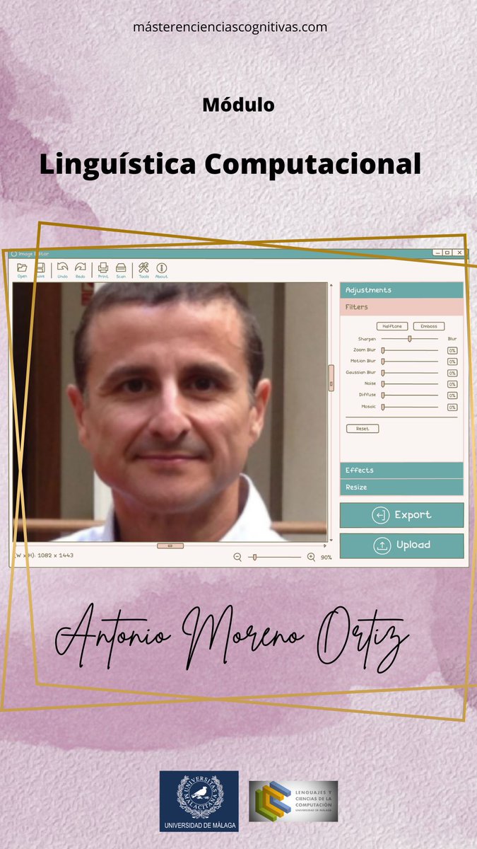 CCognitivas's tweet photo. Antonio Moreno Ortiz es profesor en nuestro Máster. Os impartirá el módulo de "Lingüística Computacional". En el próximo tuit Antonio comentará qué temas se aprenderán en su módulo.
#Malaga #Ciencia https://t.co/0c0GsjUcFK