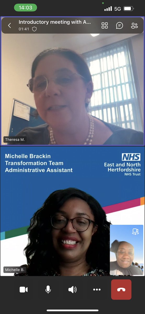 ODPKanengoni's tweet photo. Introductory meeting with @enherts Chief Nurse @ChiefNursePHT. Thought provoking conversations, great suggestions & ideas. @CelinaMfuko @ThomPounds @LucyDaviesCOO @_AmandaHarcus @AdamSewellJones @SylviaG84478791 #Inclusivity #VoiceThatCounts #OurNHSPeople https://t.co/iQNTFkJ6fu