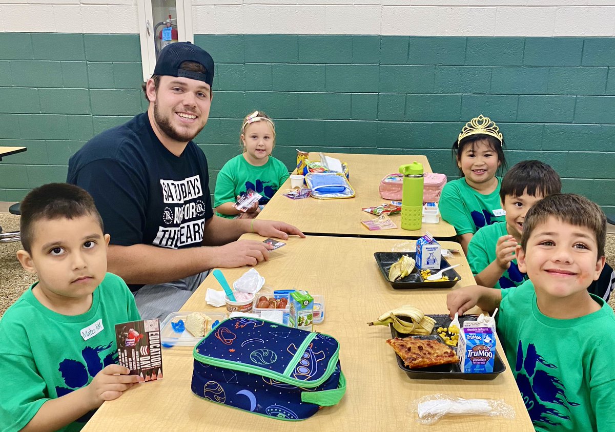 Our lunch buddies at Jenkins Elementary are ready for “Education Day” between the bricks tomorrow! @jenkinsbobcats1 | #GOBEARS