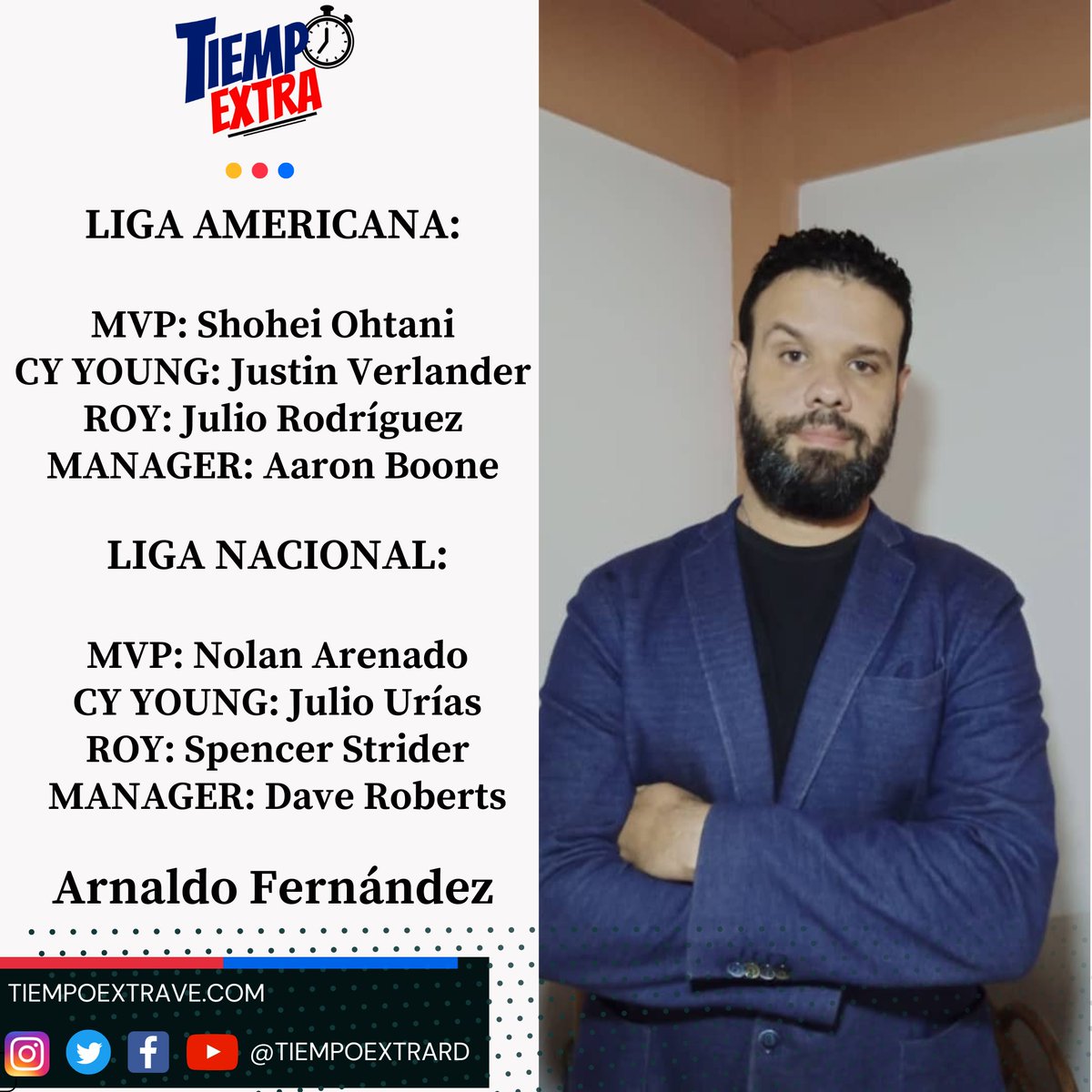 Nuestro <a href="/fernandzarnaldo/">ArnaIdo Fernandez</a> se atrevió tiene Ohtani y Arenado como MVP´s

¿Compartes con él?

#TiempoExtraRD
#AaronJudge #ShoheiOhtani #NolanArenado