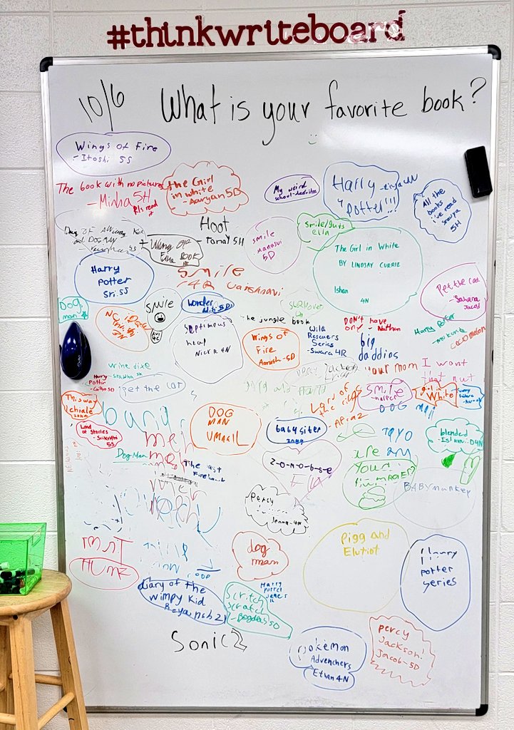 luv2teachtech's tweet photo. Yesterday's #thinkwriteboard!
@lindsayncurrie I can't keep your books on the shelves!
@wimpykid Your books are always in demand! We've gotta arrange a visit! ππ
@KendallPatriots We β€οΈ π π π! https://t.co/PhYbCjG0Bl