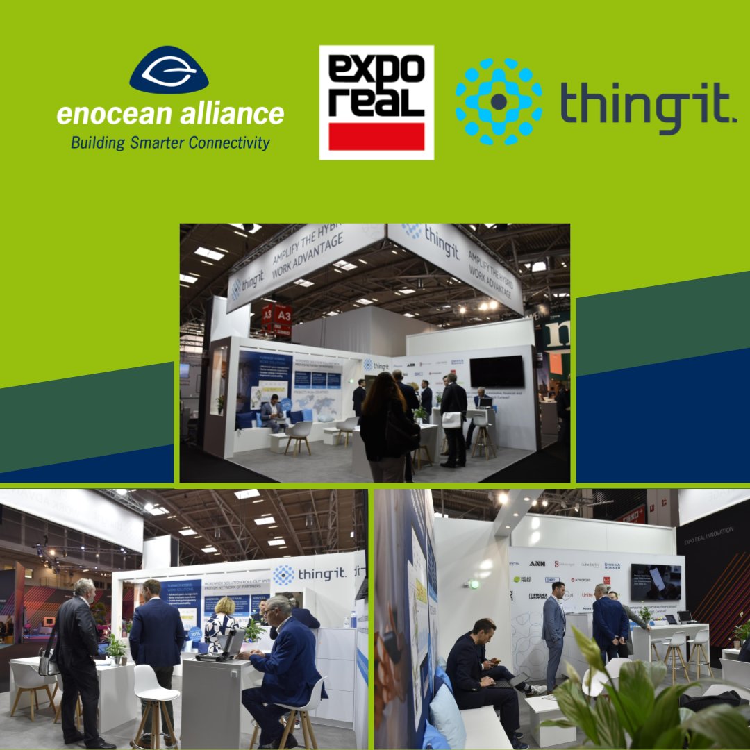 EnOceanAlliance's tweet photo. Thank you to everyone who attended the #EXPOREAL 2022. Big thanks to the whole @thing_it_tech team and Armin Anders, representing EnOcean Alliance, for his amazing speech on smart spaces for optimized buildings using EnOcean energy harvesting technology.
#smartbuilding #iotforum https://t.co/N7Y6eTeY26