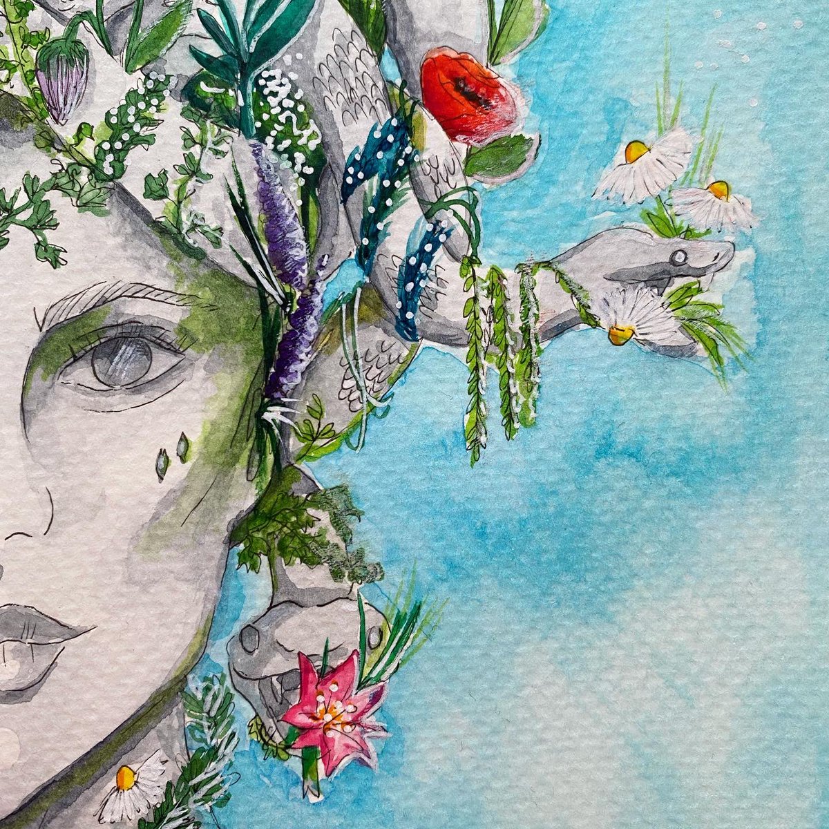 mrsbgteach's tweet photo. Friday #classics doodles to clear my head for the weekend! Medusa with a floral infestation ๐ Happy weekend, everyone! #longestweekever #muchneededweekend #busybusy #medusa #stoneblind https://t.co/8ckSfa1s3k