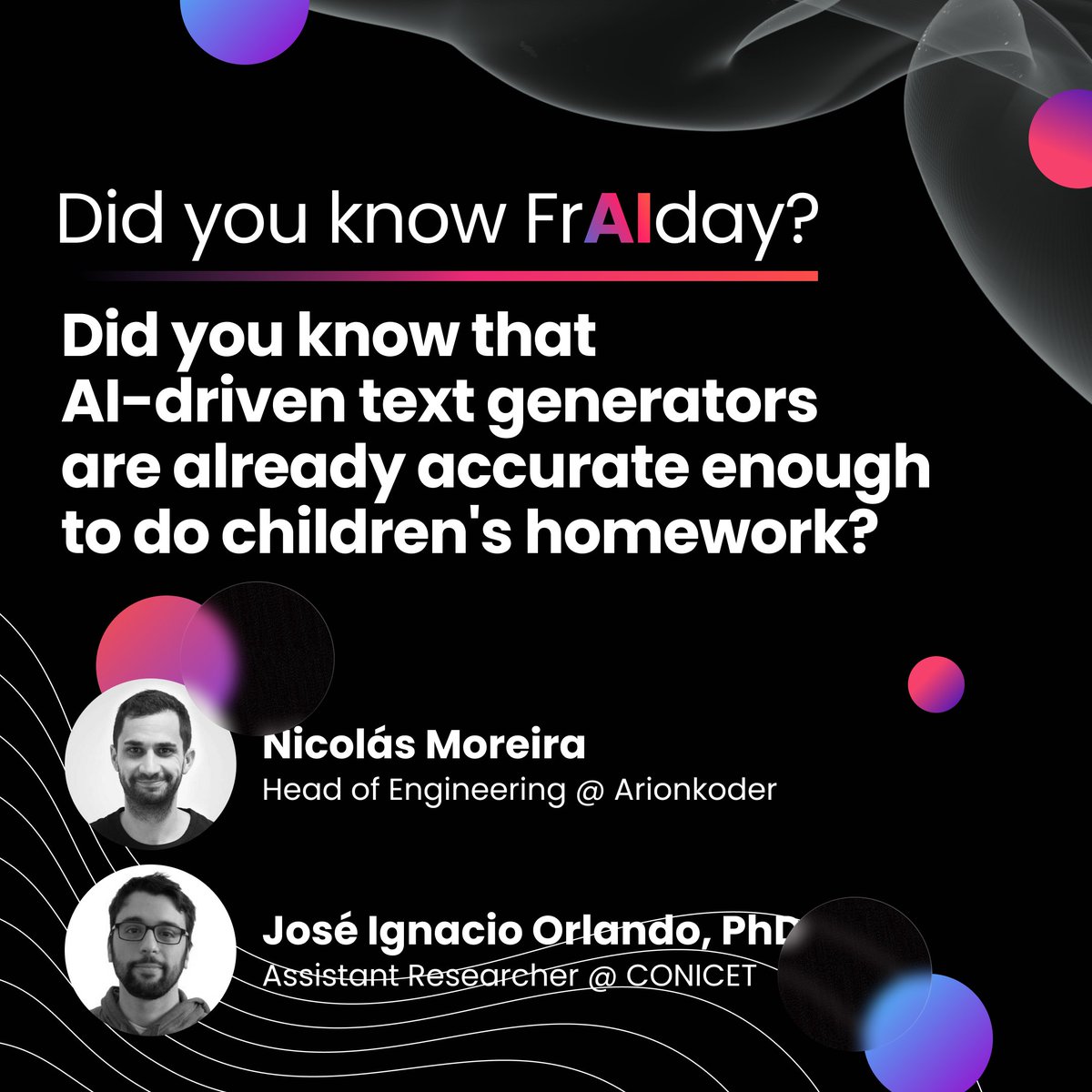 ArionKoder's tweet photo. #AI-driven #textgenerators can have many uses, like chatbots, coding and even homework! Read the full piece by @nicolas_moreira and @ignaciorlando here: https://t.co/RRJwPKD1CA
Our AI and #NLP experts are ready to help you bring your ideas to life. Reach out and discover more! https://t.co/j3YJjDMqse