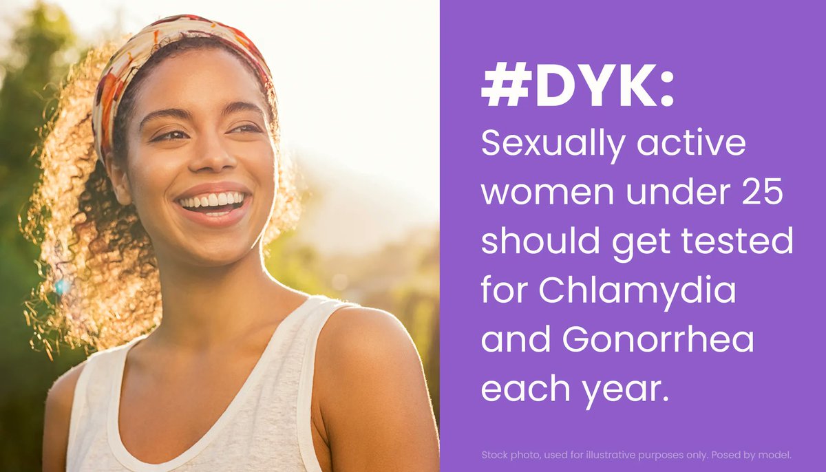 According to <a href="/CDCgov/">CDC</a> all sexually active women younger than 25 years should be tested for gonorrhea and chlamydia every year. Getting tested is one of the most important things you can do to protect your health.