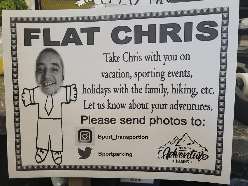 BportParking's tweet photo. Chris has evolved as Flat Chris. Take Chris with you and share photos #FlatChris https://t.co/yzqqmFRClf