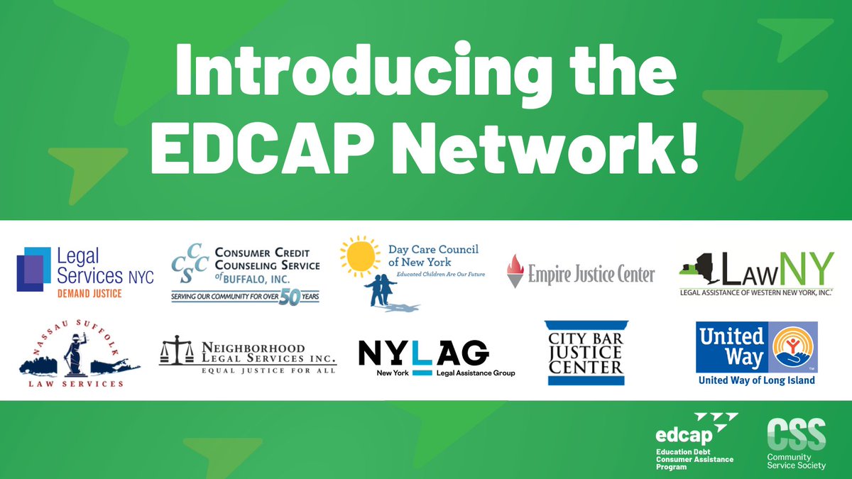 EDCAP_NY's tweet photo. We’re excited to welcome the following grant recipients into the EDCAP Network! Together, we’re working to tackle the #studentdebtcrisis by providing borrowers across #NewYorkState with educational debt assistance. Learn more about the EDCAP Network: https://t.co/t6MvrnPm7U https://t.co/18EKZNR8q6