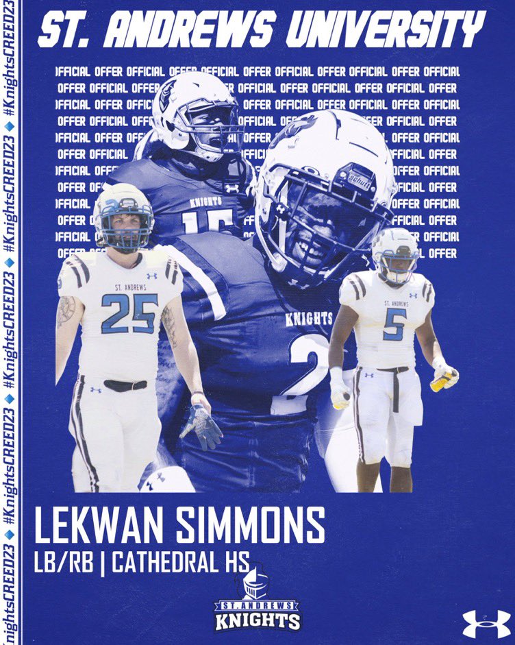 Blessed to say I received my first offer from St. Andrews university thankyou coach <a href="/CoachChristensn/">Aaron Christensen</a> #goknights🤍💙