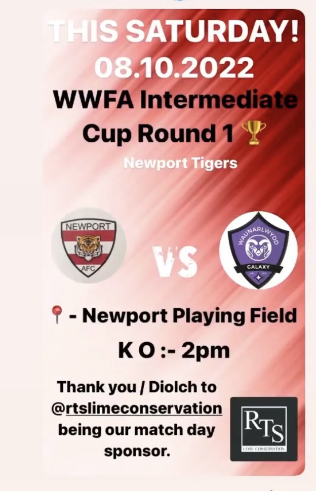 NewportTigers's tweet photo. Big game tomorrow for us in our first outing in the west wales cup 🏆 against @waungalaxysnrs. Come show your support #upthetigers #montheport https://t.co/o999EPAjeR
