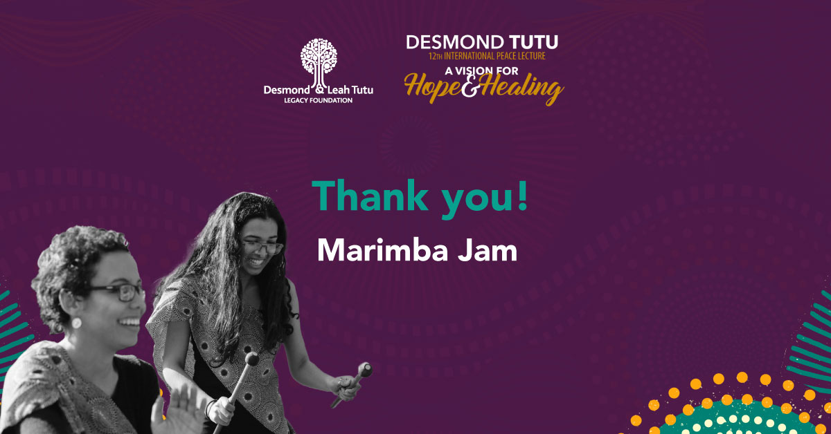 Thank you, @MarimbaJam, for bringing such joy to the #TutuPeace2022 lecture! #HopeAndHealing #TutuLegacy #DesmondTutu