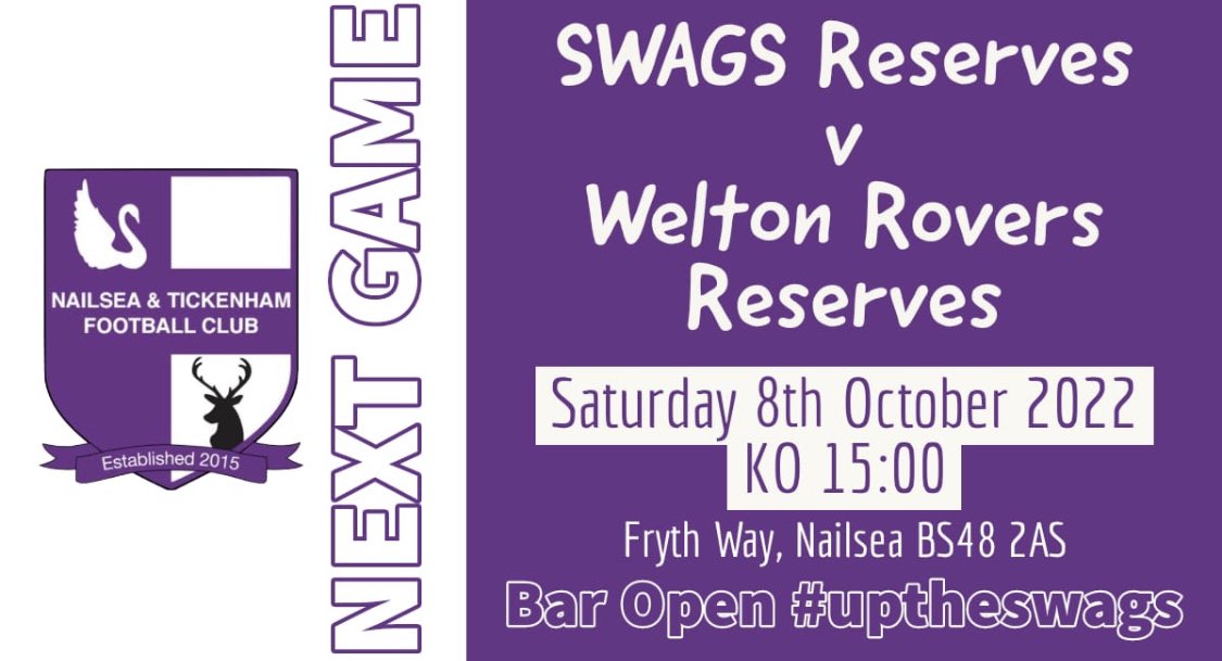 NandTFC's tweet photo. Reserves looking to get back on track in the league after two cup games!

We welcome @WeltonRoversFC Res to Fryth Way!

Bar open 🍺

#Swags
@swsportsnews @somersetcfl @nailseapeeps https://t.co/ikC7qCkMya