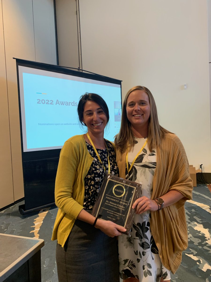 Had no idea I would receive an award plaque for my previous role of president at #SASTE22. The future of our org is so bright! Can't wait to see how much we continue to grow!