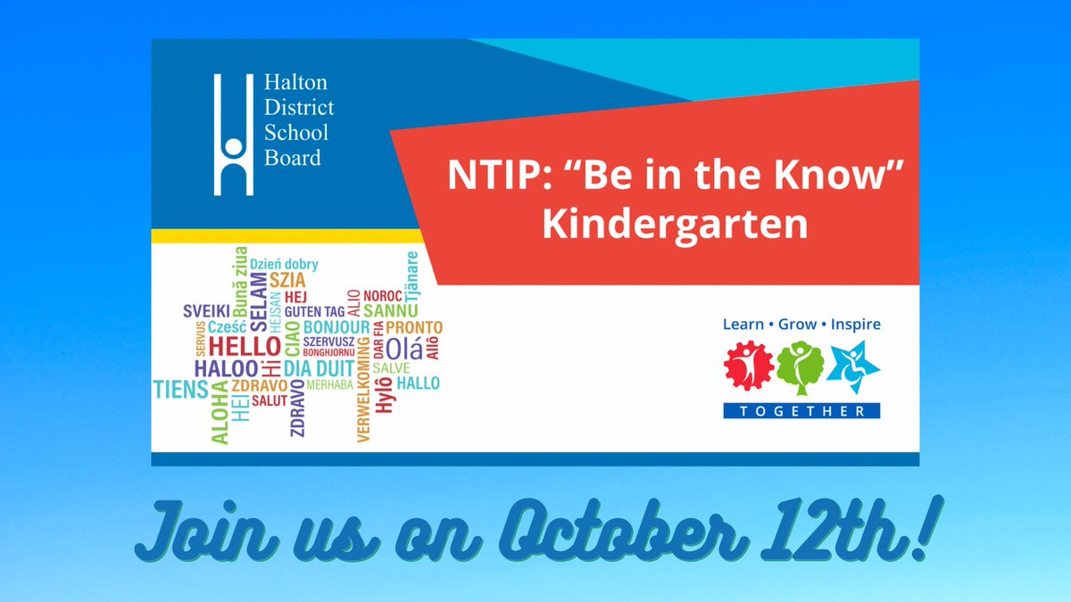 📣 NTIP Teachers 📣 Please join us on October 12th for the “NTIP: Be in the Know" Kindergarten session. We’ll explore the Kindergarten Program at the HDSB and discuss key resources. Register through Professional Learning on myhdsb.ca. The section # is 10879.