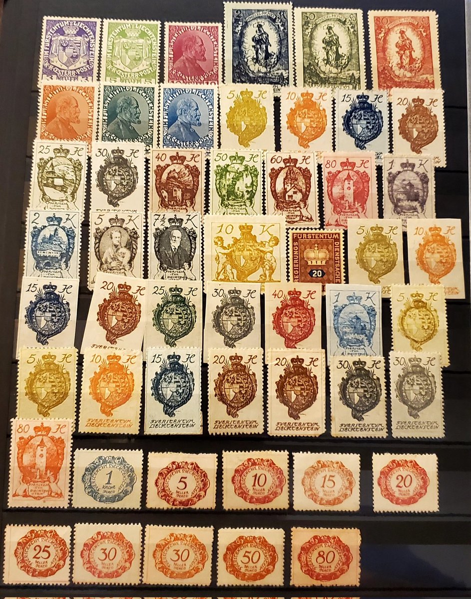 PhilatelicB's tweet photo. Working on my Lichtenstein collection today. I finally got them into a stock book. I love to learn the difference between printing techniques and just the way they made things. The quality of older stamps always amazes me. #Philately #StampLife #stamps https://t.co/J90RXAMCVA
