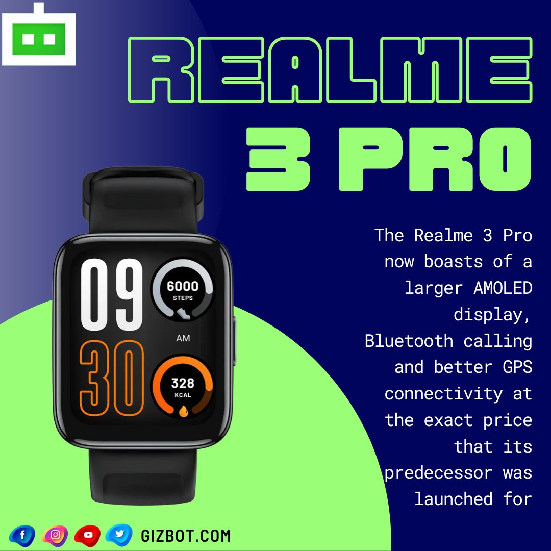 gizbot's tweet photo. Realme recently launched their third generation of fitness watches in India, and we have the successor to the 2 Pro around our wrist at the moment.

#Realme #Realme3pro #fitnesswatch 

https://t.co/gfHkY44wQS https://t.co/cgjY8Yib41