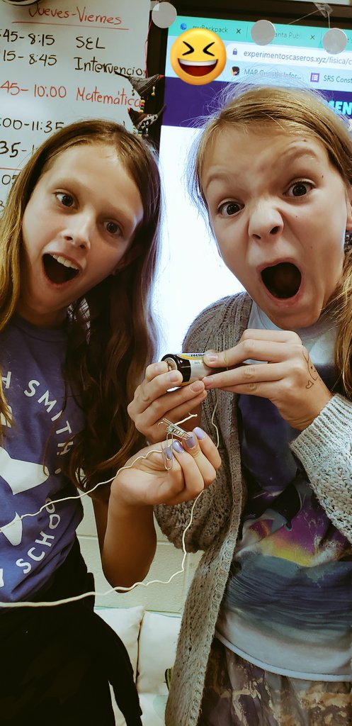 Isoto28's tweet photo. When creating an electromagnet becomes a challenge and an adventure!!!! These are the results and proud faces @APSDualLang @SarahSmithElem @dehutson7 https://t.co/UDpY4TVXXc