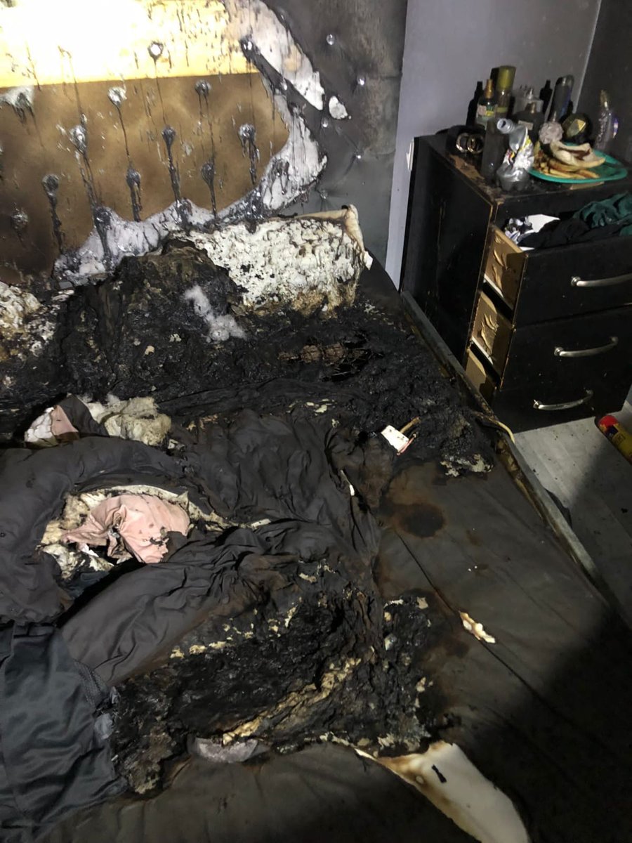 The phrase "dying for a fag" ....... Never been so relevant. Attended a scene  #fireinvestigation with <a href="/robcude/">Rob Cude</a> and Green Watch Torquay this morning. Very lucky family indeed, smoking in bed is lethal!!! "It's never happened before". Only got to be unlucky once! <a href="/DSFireUpdates/">Devon and Somerset Fire and Rescue Service</a>