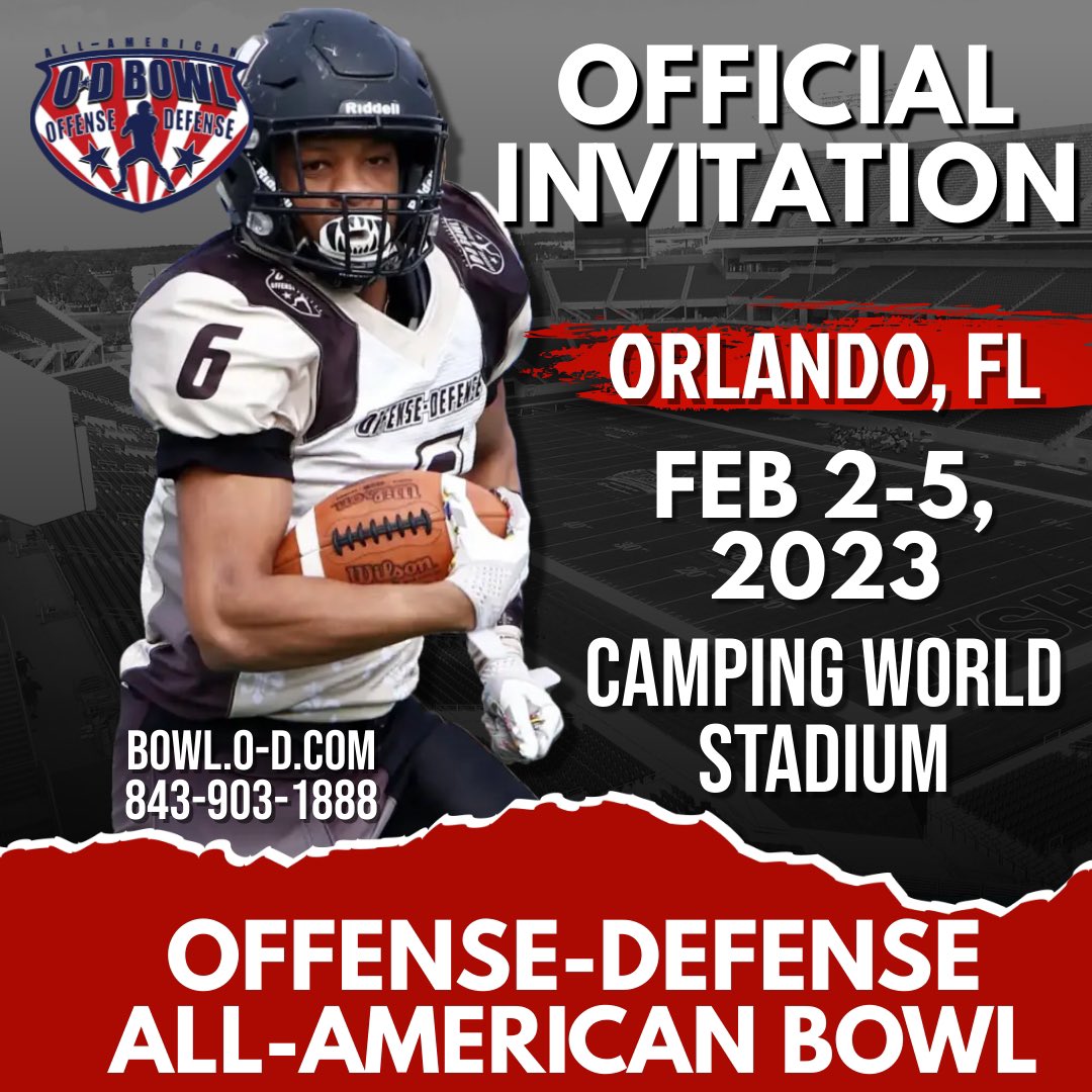Honored to receive an Invitation to the OFFENSE-DEFENSE ALL AMERICAN BOWL! <a href="/LHSRamFootball/">Lafayette Rams Football</a> <a href="/ramballcoach61/">Andrew Linn</a> @CoachKepa51 <a href="/gridironbuc1/">John Byron</a> <a href="/CWStadium/">Camping World Stadium</a> <a href="/lafayetterams/">LafayetteHS</a> @ClassicEas <a href="/ODFBall/">Offense🏈Defense</a>