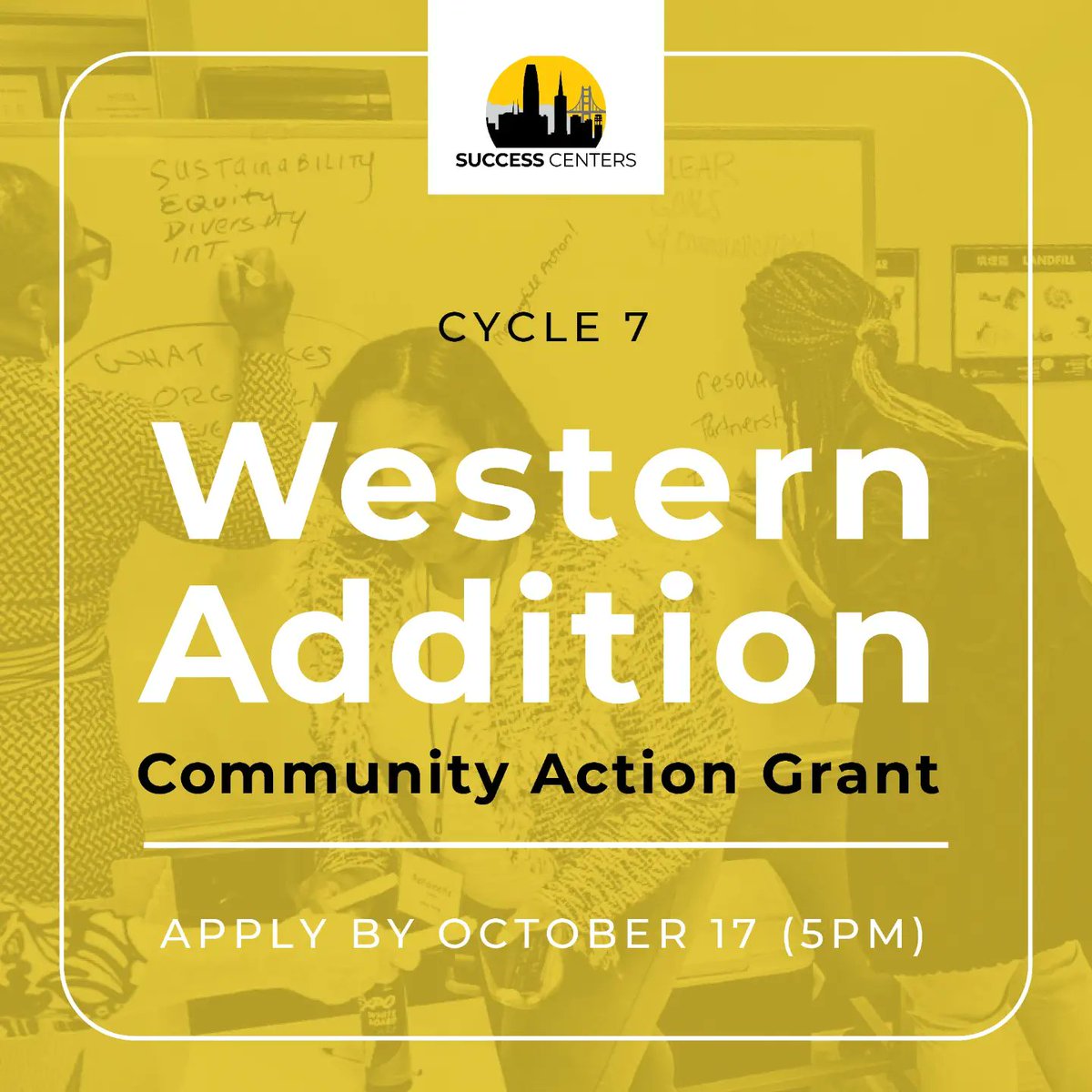 For more info and or assistance, contact Grant Manager, Terrell Henderson at thenderson@successcenters.org or (415) 490-7463. Fill out the application using the 'PDF Text Box' and return the application in PDF format. APPLY BY OCTOBER 17 (5PM).