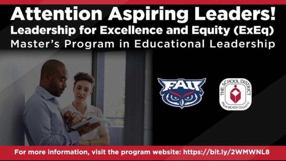 @ExeqFAU is accepting applications for Cohort 6. The program is fully online. 
Please contact Dr. Joyce Krzemienski at 
 jkrzemie@fau.edu for more information.