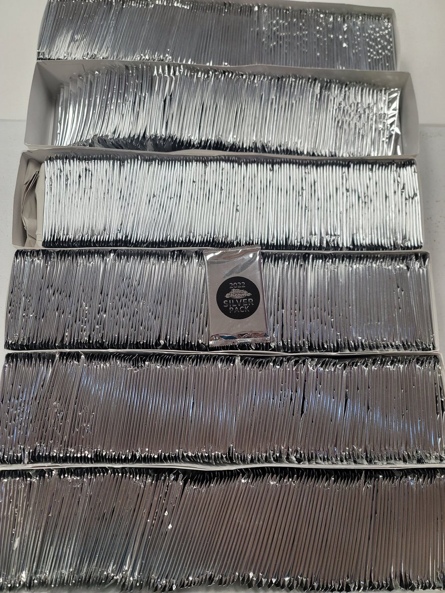 CobiesCards's tweet photo. 1st person to guess the exact number of packs wins a hobby box and 1 silver pack! Winner must be following and RT. THANKS! https://t.co/GlwG89TVaL