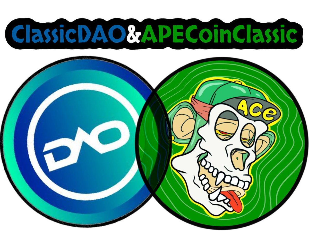 We are happy to announce a partnership between ApeCoinClassic (ACE) and <a href="/ClassicDao/">The ClassicDAO Foundation</a> (CLD) to build the infrastructure for staking of the ACE token. Details to follow on the staking terms and timing. Both teams are here to bring the community together. #etcarmy #etc #ACE #CLD