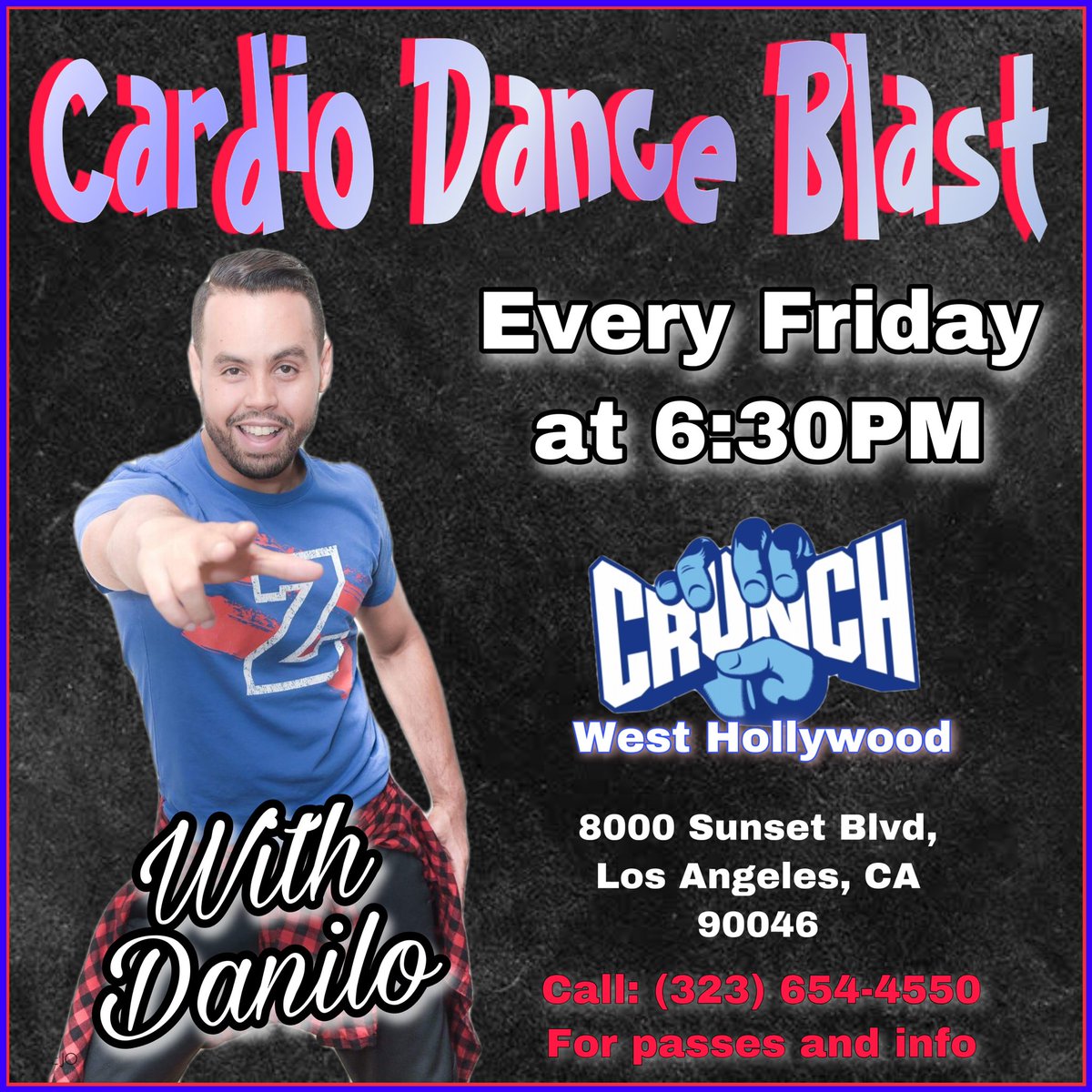 Danilofnsilva's tweet photo. Let’s #DANCE #WestHollywood @crunchweho @crunchgym #CrunchFitness #CrunchWeHo #Danilofnsilva #DanceClass #CardioDanceBlast EVERY #FRIDAY AT 6:30PM 🙌💪 https://t.co/PoTWW6zD7e
