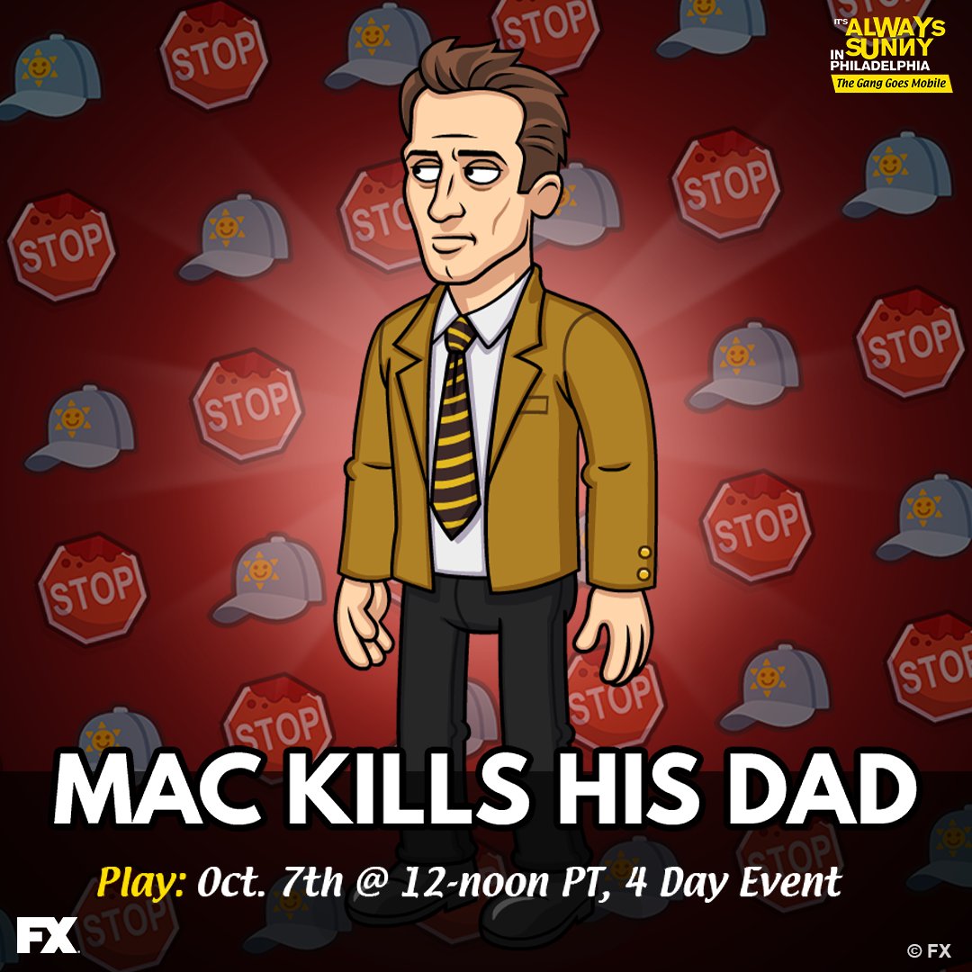 AlwaysSunnyGame's tweet image. Find out if Mac's life is truly happy as he tries to save his dad from peril. Play in "Mac Kills His Dad" and unlock Hugh Honey Dennis! 🍯